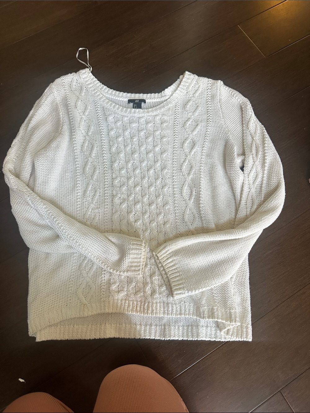 H&M Cream Cable-Knit Crewneck Sweater